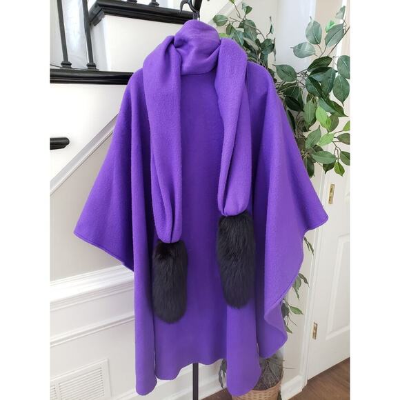 Vintage Kathleen For Sweet Herb Cape Top One Size Purple Hook & Eye Front - Picture 10 of 14